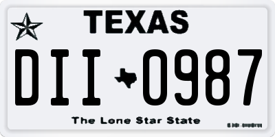 TX license plate DII0987