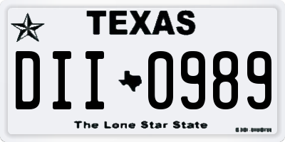 TX license plate DII0989