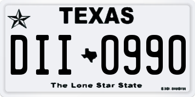 TX license plate DII0990