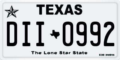 TX license plate DII0992