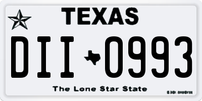 TX license plate DII0993
