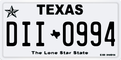 TX license plate DII0994