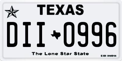 TX license plate DII0996