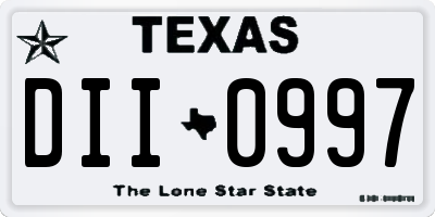 TX license plate DII0997