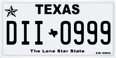 TX license plate DII0999