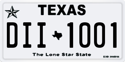 TX license plate DII1001
