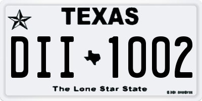TX license plate DII1002