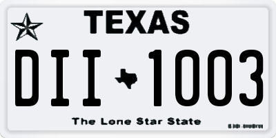 TX license plate DII1003