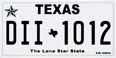 TX license plate DII1012