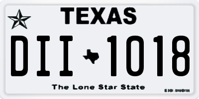 TX license plate DII1018