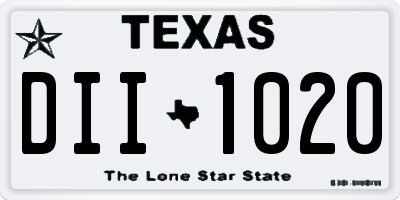 TX license plate DII1020