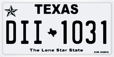 TX license plate DII1031