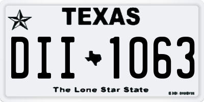 TX license plate DII1063