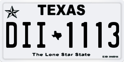 TX license plate DII1113