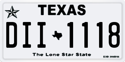 TX license plate DII1118