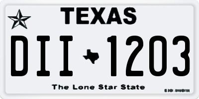 TX license plate DII1203