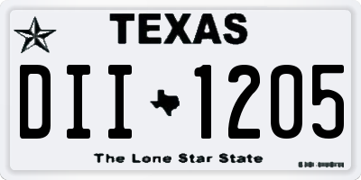 TX license plate DII1205