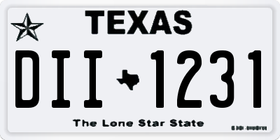 TX license plate DII1231