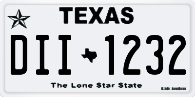 TX license plate DII1232