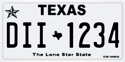 TX license plate DII1234