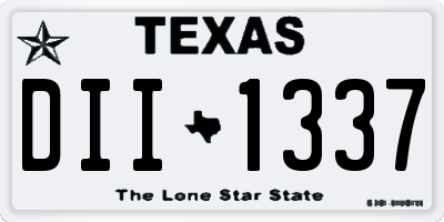 TX license plate DII1337