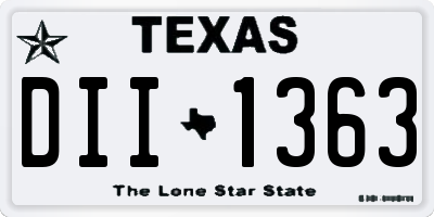 TX license plate DII1363