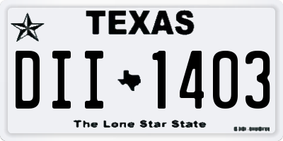 TX license plate DII1403
