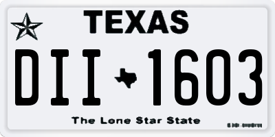 TX license plate DII1603