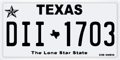 TX license plate DII1703