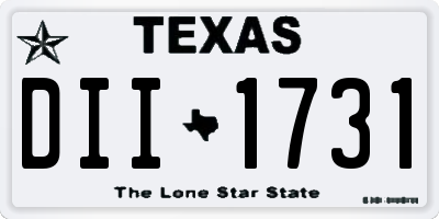 TX license plate DII1731