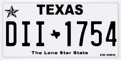 TX license plate DII1754
