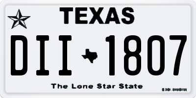 TX license plate DII1807