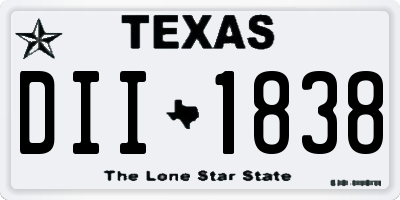 TX license plate DII1838