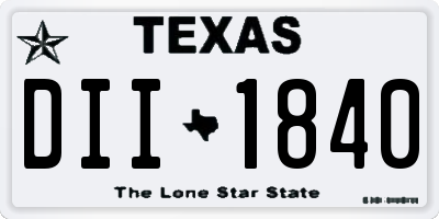 TX license plate DII1840
