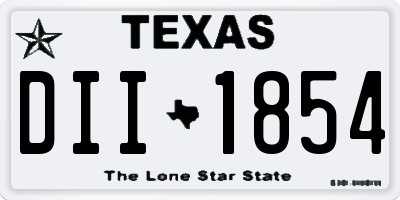 TX license plate DII1854
