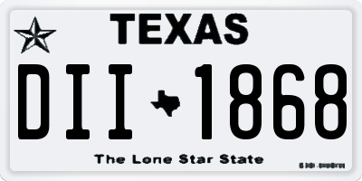 TX license plate DII1868