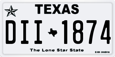TX license plate DII1874