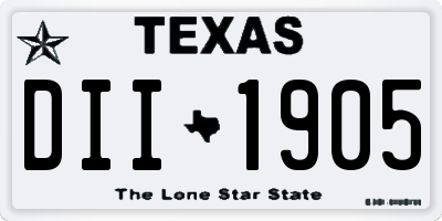 TX license plate DII1905