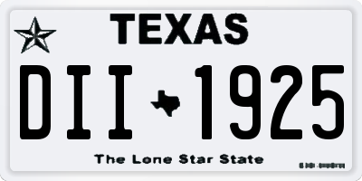 TX license plate DII1925