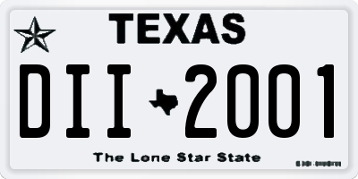 TX license plate DII2001
