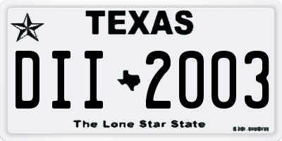 TX license plate DII2003
