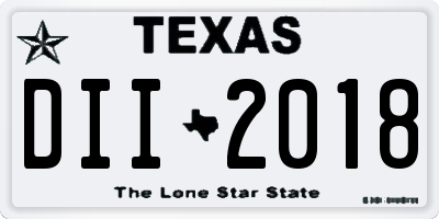 TX license plate DII2018