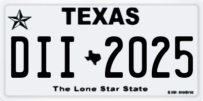 TX license plate DII2025