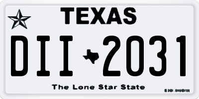 TX license plate DII2031