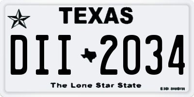 TX license plate DII2034