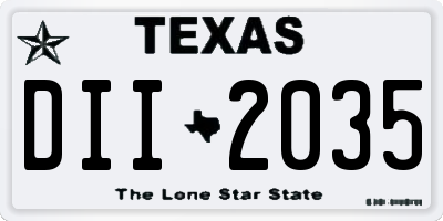TX license plate DII2035