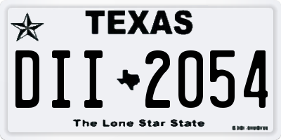 TX license plate DII2054