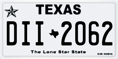 TX license plate DII2062