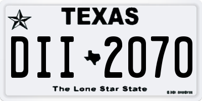 TX license plate DII2070