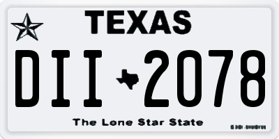 TX license plate DII2078